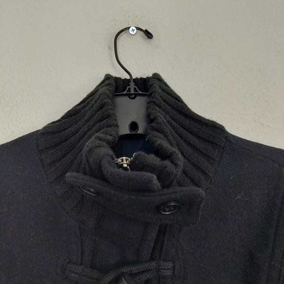 Gap Duffle Coat Jacket Military Size M Wool Blend Zip Toggle Button Heavy Black. - Picture 7 of 12
